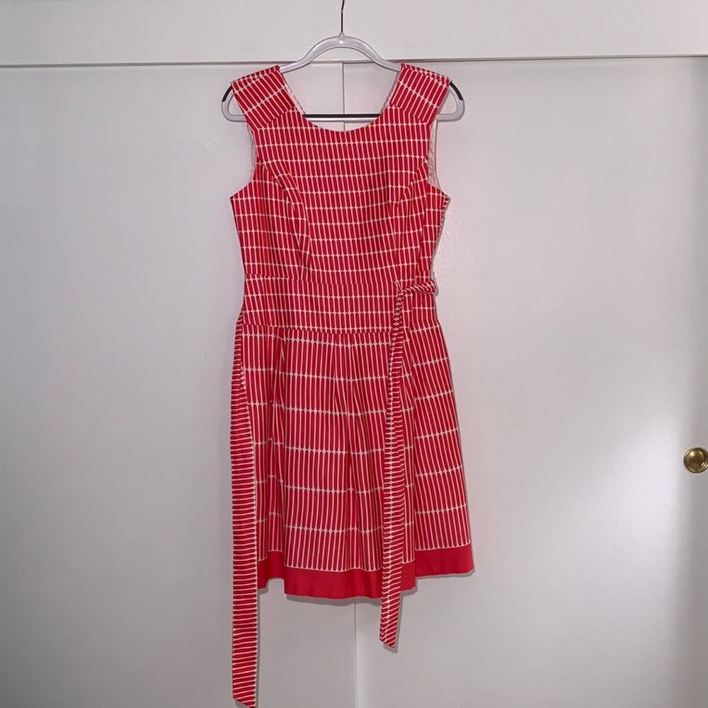 Orange-pink & white cotton dress - Picture 6 of 9